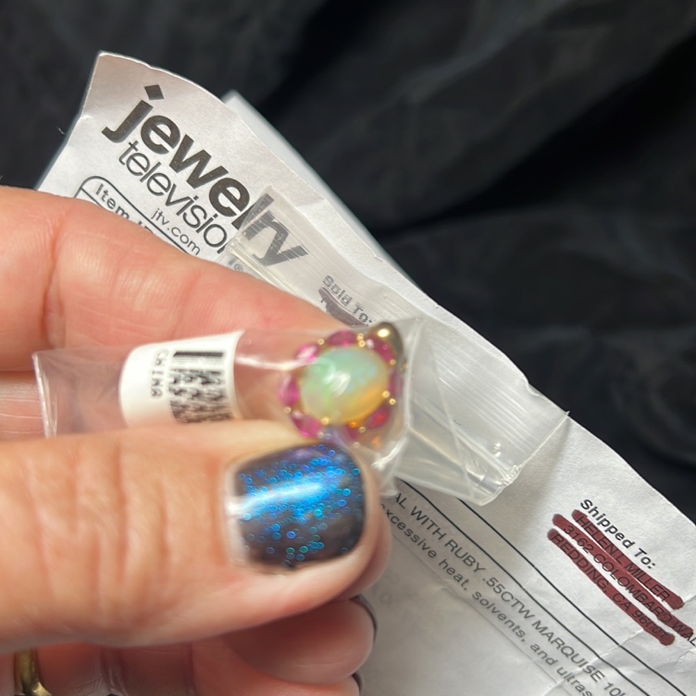 Gold Opal pendant 1.15 carat Opal w/ Ruby .55 CTW yellow 10k gold new gift idea - Picture 2 of 6